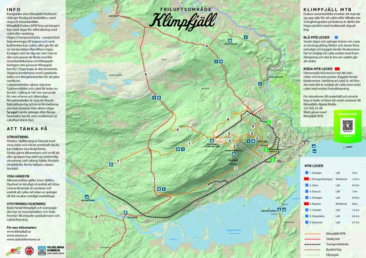 En karta över Klimpfjälls friluftsområdet